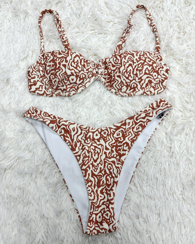 Printed Color Swimwear Micro Thong High Cut Bikini Set Biquini Triangle Bathing Suits