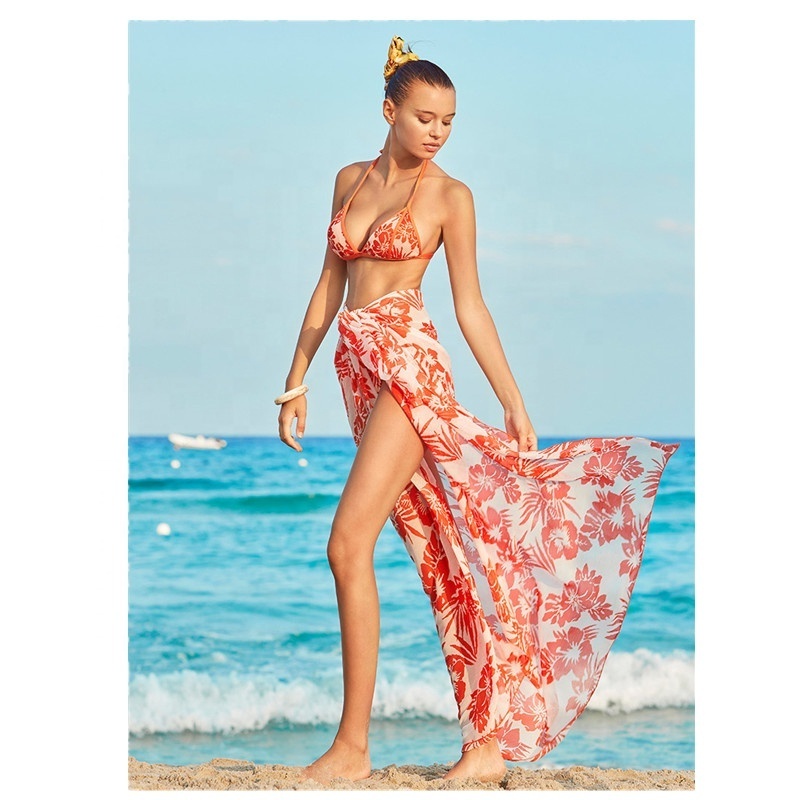 Fashion Printed Long Cover Up Beachwear Swimwear Bikini