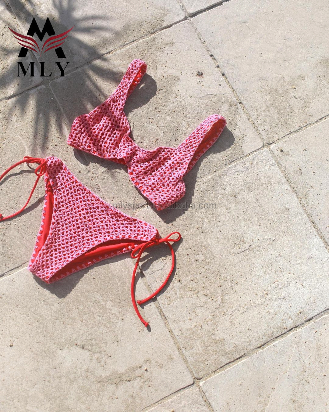 MLY Custom New Design Sexy Solid Color Two Piece Bikini Set Beachwear Rib Fabric Bikinis Swimwear