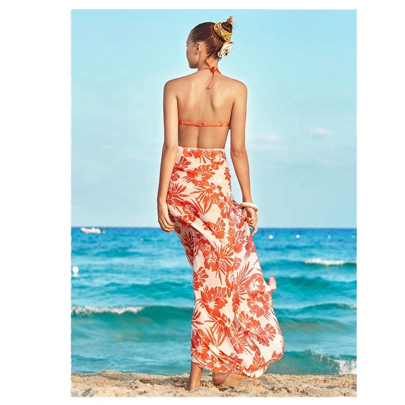 Fashion Printed Long Cover Up Beachwear Swimwear Bikini