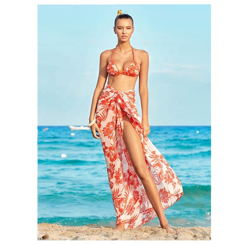 Fashion Printed Long Cover Up Beachwear Swimwear Bikini