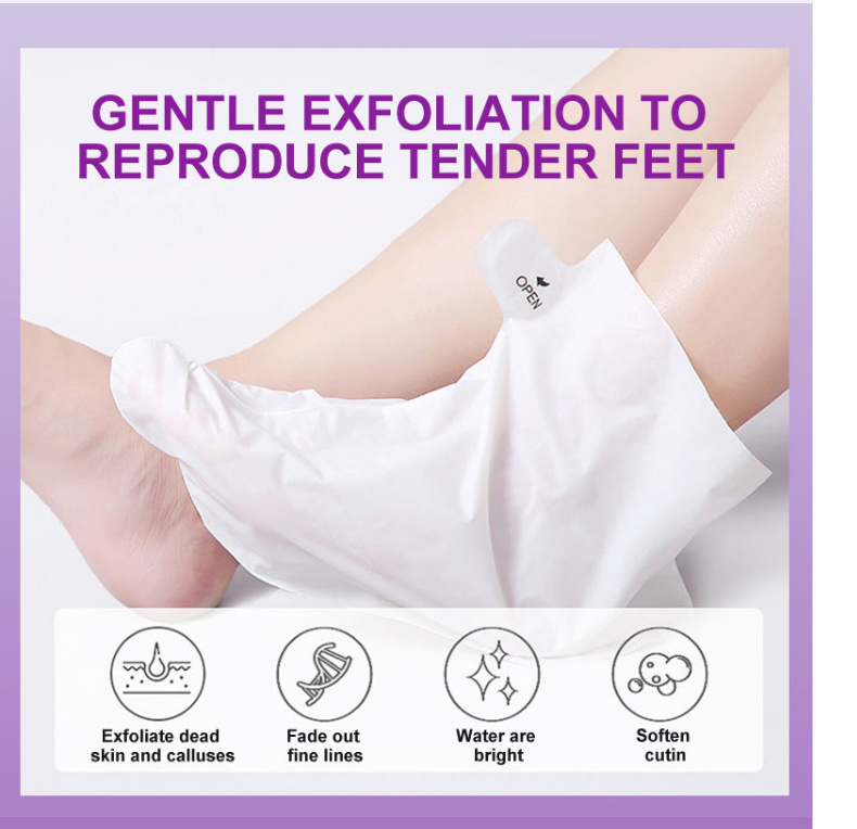 Private Label Lavender VC Removal Calluses Crack Heel Exfoliating Sock Foot Masking Peel For Pedicure Feet Spa Peel Foot Mask