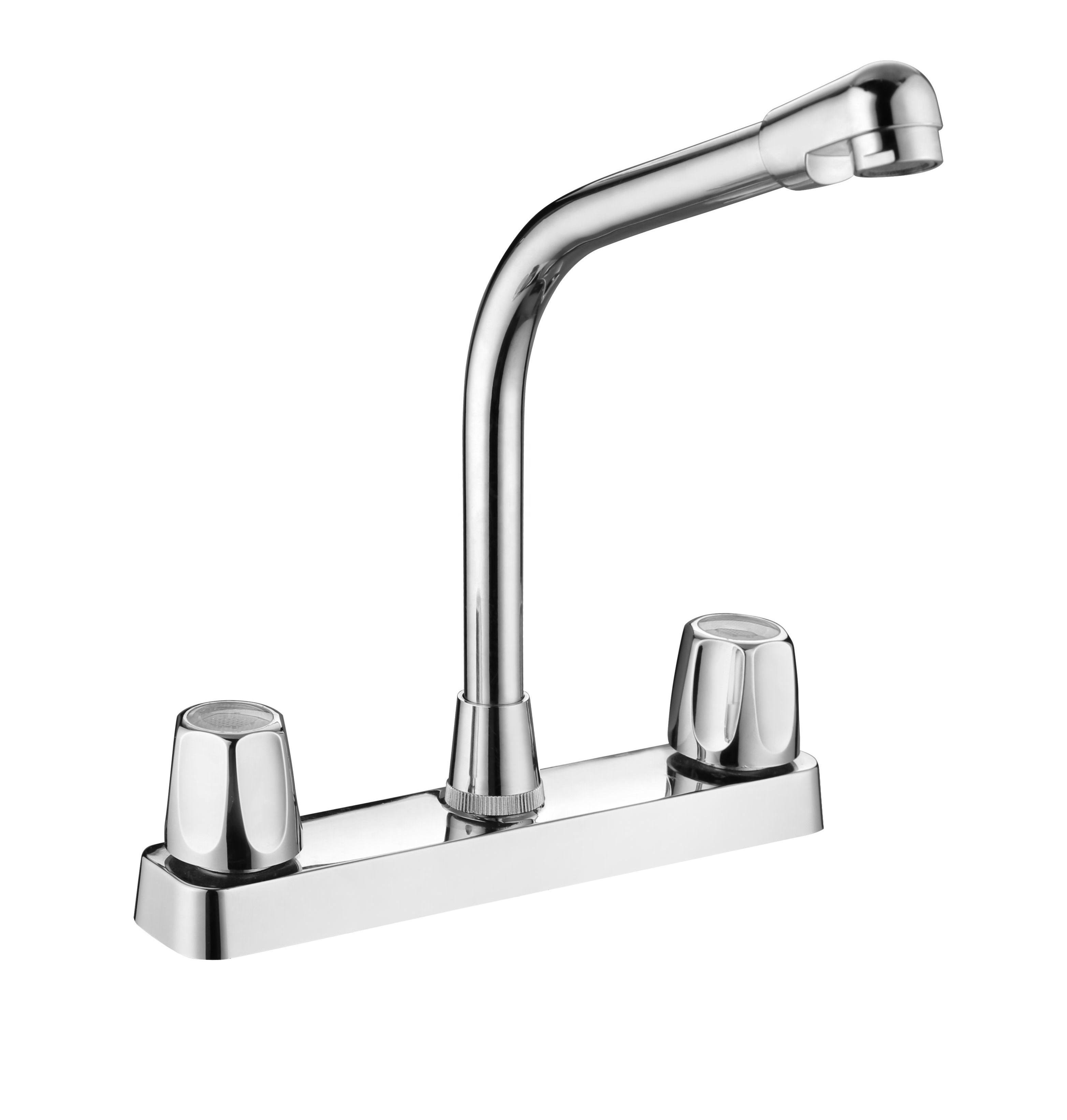 Factory production of thermal design double handle chrome wall-mounted ABS kitchen faucet