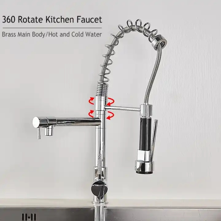 Wholesa 304 Stainless Steel Hot Cold Water kitchen tap Pull Out Torneira Cozinha Goumert  Kitchen Faucets