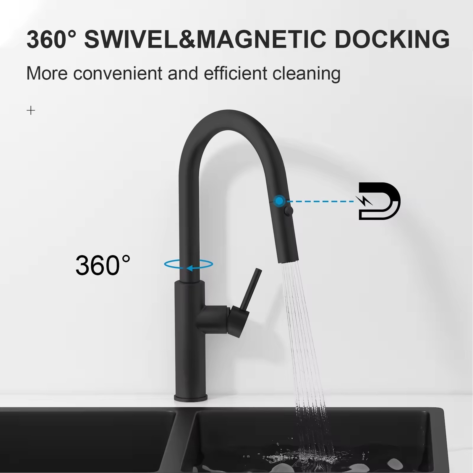 Commercial Grifos De Cocina Black Pull Down Sprayer Kitchen sink Faucets Single Handle Pull Out Kitchen Faucet