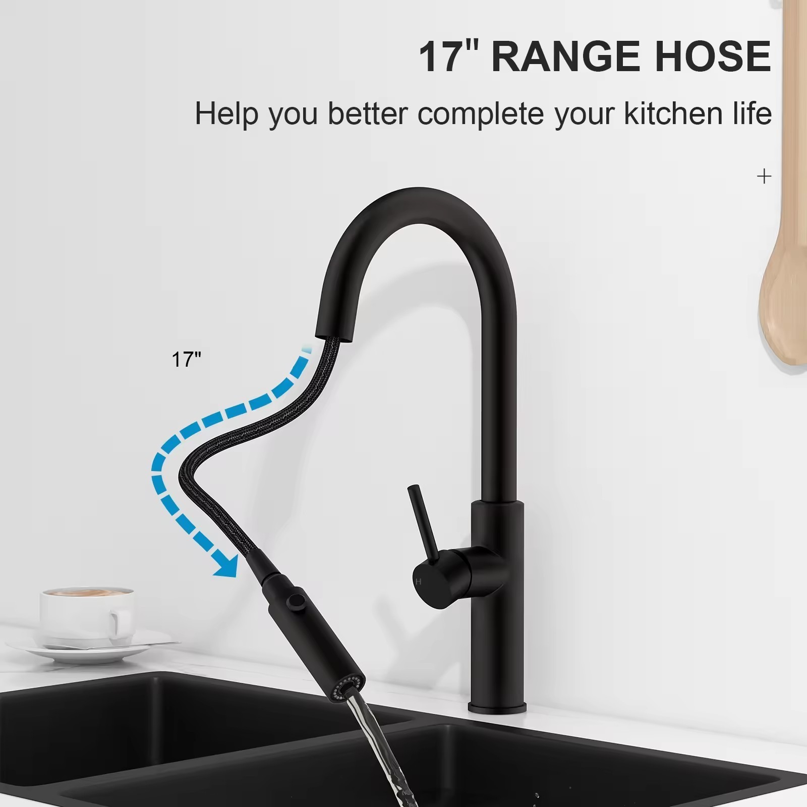 Commercial Grifos De Cocina Black Pull Down Sprayer Kitchen sink Faucets Single Handle Pull Out Kitchen Faucet