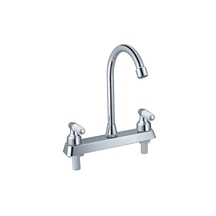 Factory production of thermal design double handle chrome wall-mounted ABS kitchen faucet