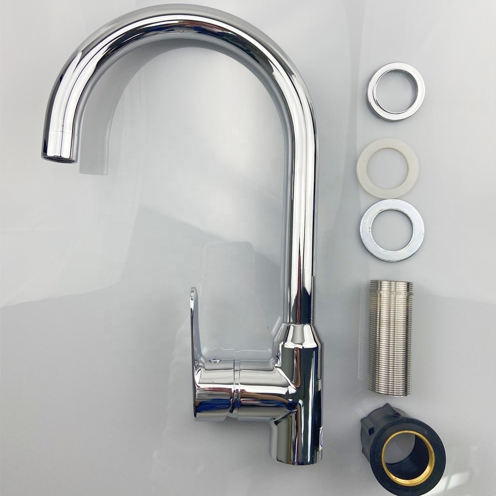 The most classic kitchen faucet style with affordable price and durable use life cooper material cold and hot water sink faucet