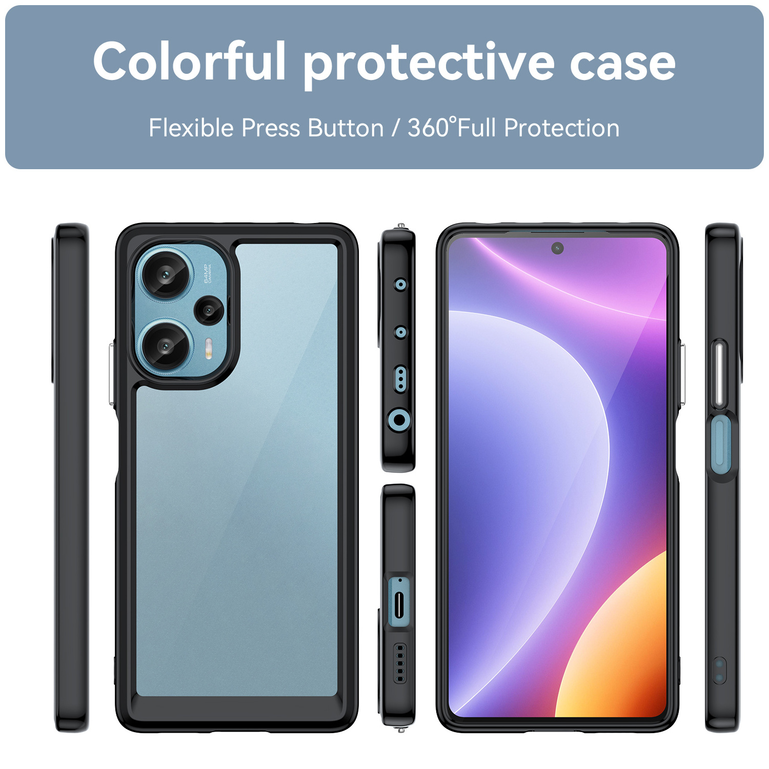 Phone Case Folding Mobile Case Transparent Acrylic and Soft TPU For Redmi Note12 Turbo 5G  Hard  Luxury 100% Fit Case