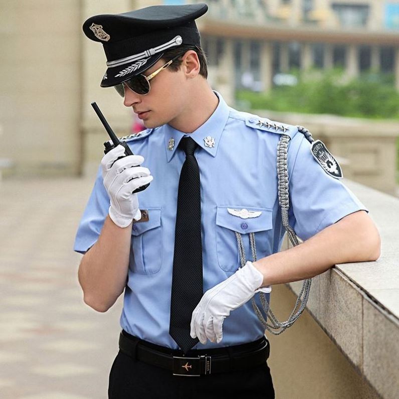 Security Guard Dress Navy pullover with elbow patches and epaulet security guard uniforms