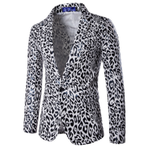 Summer Leopard Printed Men punjabi suit design Single Breasted ensemble Blazers Casual Singer Dress Blazer