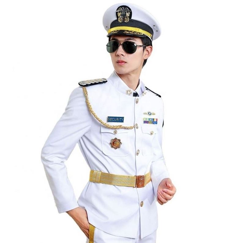 New design White Security Guard Office Uniforms Suit with Accessories Merchant Officer  uniform For Sale