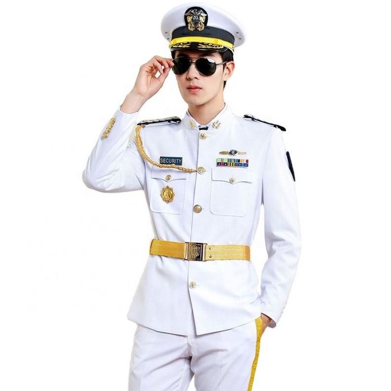 New design White Security Guard Office Uniforms Suit with Accessories Merchant Officer  uniform For Sale