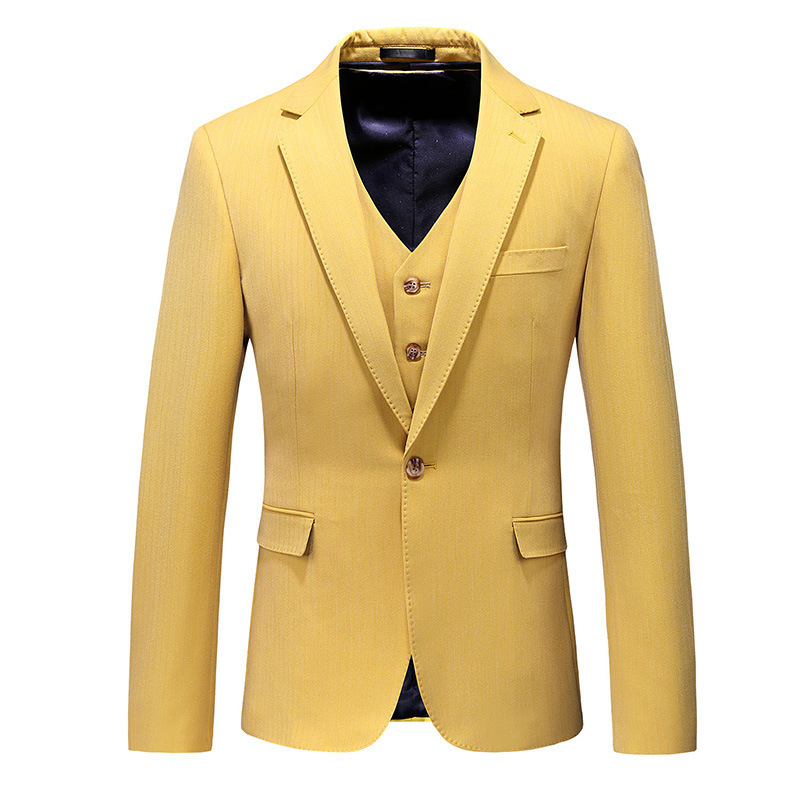 Light Yellow Men Suits Groomsmen Suits For Wedding Party Use