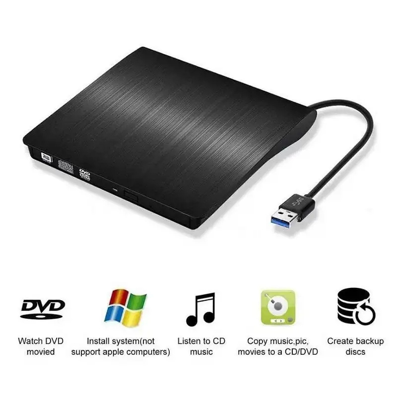 USB3.0 Portable Ultra Slim External 9.5mm USB 3.0 DVD RW DVD-RW CD-RW CD Writer Drive Burner Reader Player For Laptop PC