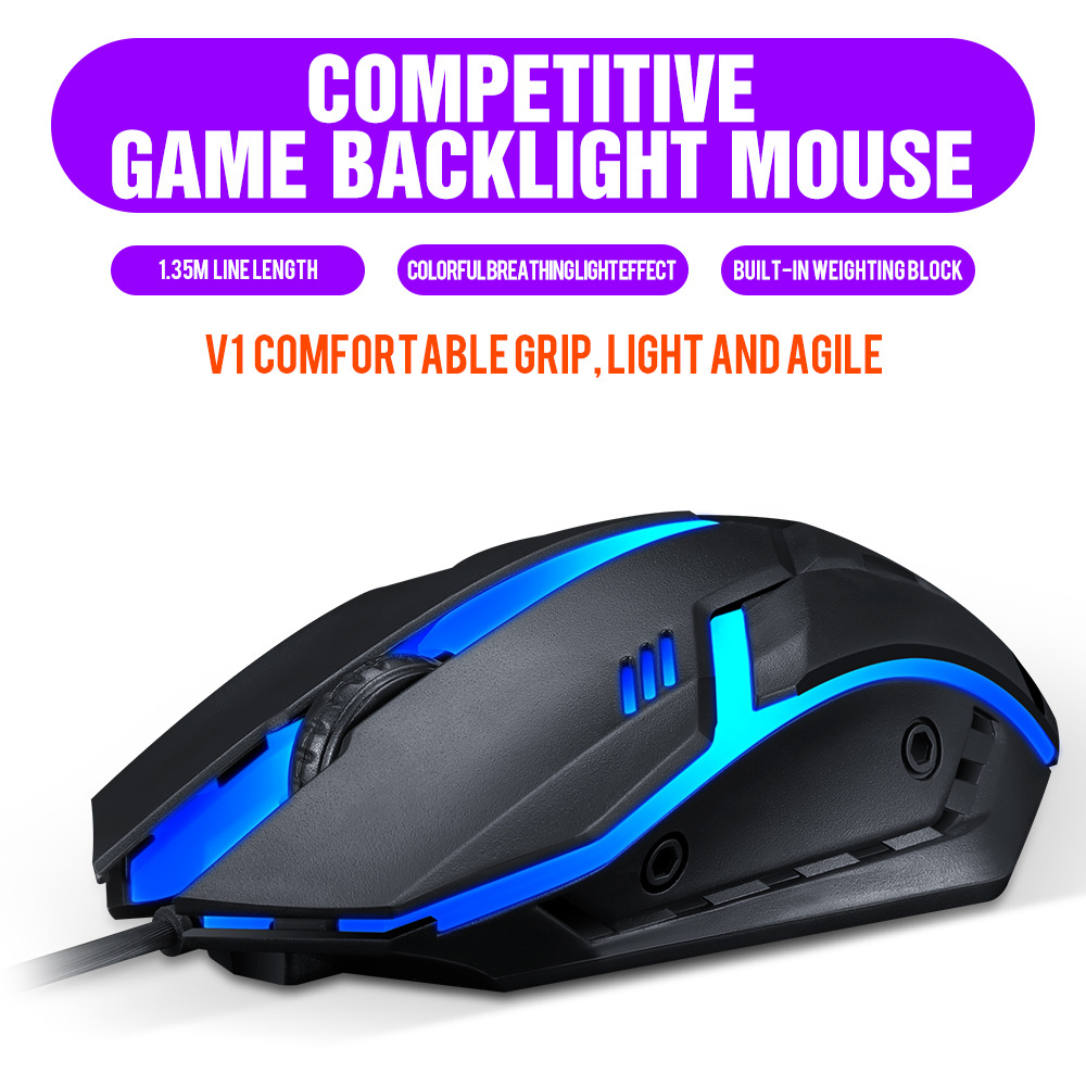 Wired Optical Mouse Notebook Desktop Computer Flat Gaming Mouse Home Office Business V1-1 USB 2.0 LED Color Box 3d Space Mouse