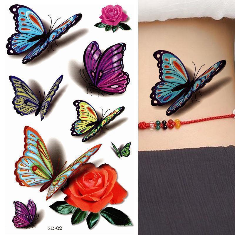 hot selling 9*19cm butterfly rose flower colorful leg lap thigh lotus flower sticker tattoo waterproof 3d arm stickers