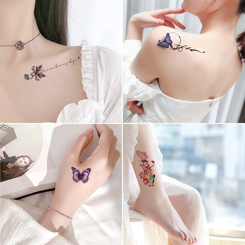 hot selling 9*19cm butterfly rose flower colorful leg lap thigh lotus flower sticker tattoo waterproof 3d arm stickers