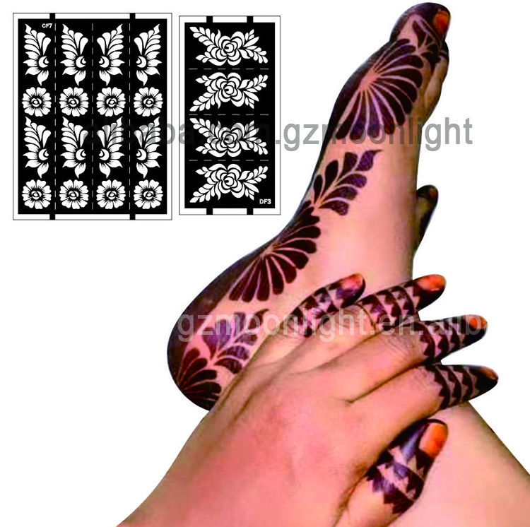 Scotch DIY henne pied et main design flower mehndi tattoo stickers designs