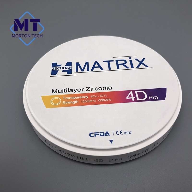 multilayer dental zirconia block 4D PRO MAX Lab Materials 98*14MM Zirconium zirconia Disc for CAD CAM