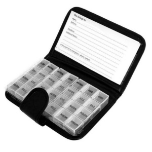 MM-PB026 Hot Selling Notebook Weekly Pill Case Pill Organizer Pill Box With PU Bag