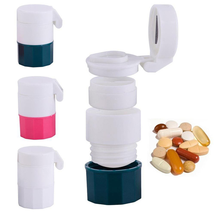 MM-PBAY01 4-in-1 Multifunctional Tablet Cutter Grinder Combination Pill Crusher/Splitter and Organizer for Adults, Children Pets