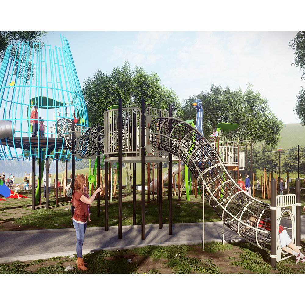 Tree House Playground Design With Playground Children Stainless Steel Slide and Equipment Outdoor Playground