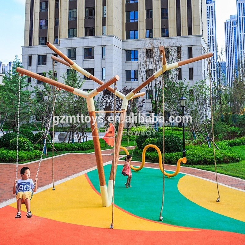 Wooden Stakes Swing for the Outdoor Playground