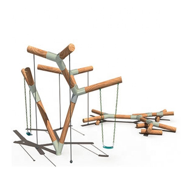 Wooden Stakes Swing for the Outdoor Playground