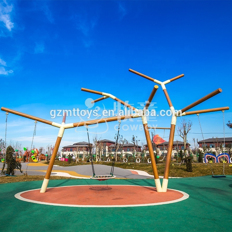 Wooden Stakes Swing for the Outdoor Playground