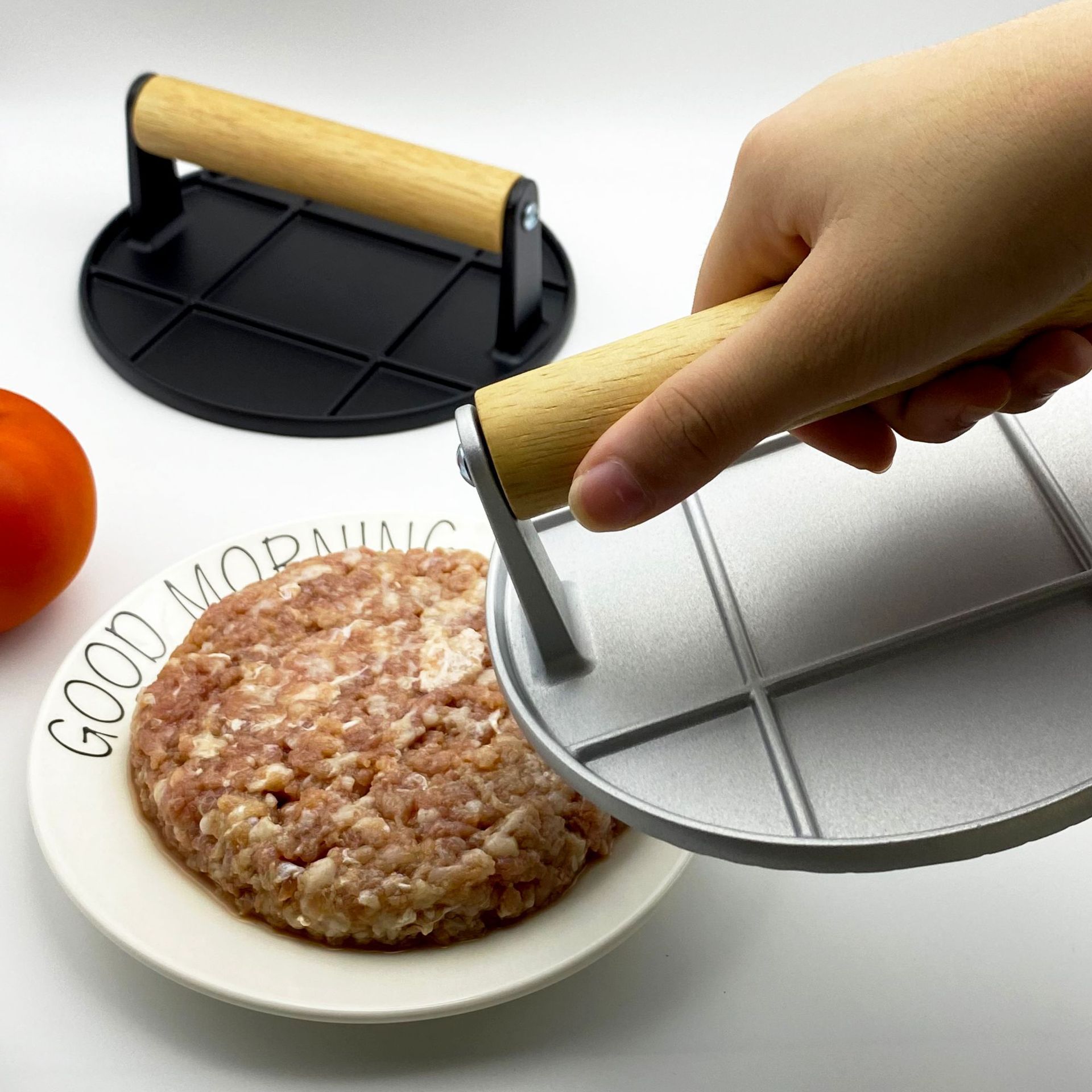 Stainless steel smashed hamburger press patty maker mold with color box for Steaks, Panini, Sandwich burger press