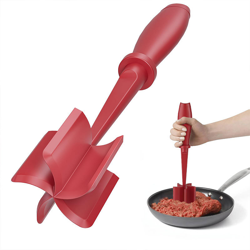 Meat Chopper for Hamburger 5 Curve Blades Ground Beef Masher Heat Resistant Non Stick Mix Chopper Tool