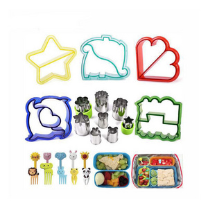 28pcs Stainless Steel Cookie Stamp Food Safe Bread Crust Maker Set With Fruit Vegetable Cutter For Kids Lunch Bento Kits