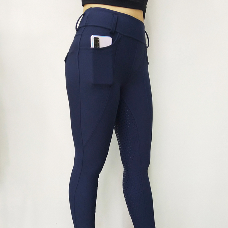 New RTS Navy Blue Winter Silicone Horse Riding Pants Tights Women  Horse Riding Jodhpur Equestrian legging  Breeches with pocket