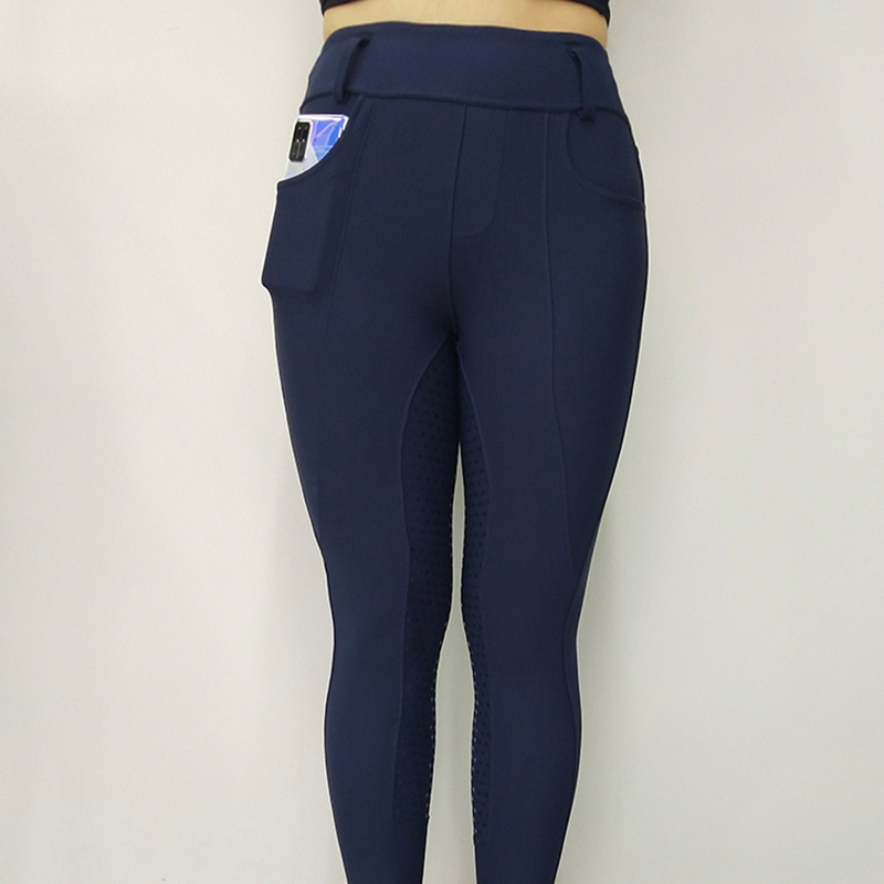 New RTS Navy Blue Winter Silicone Horse Riding Pants Tights Women  Horse Riding Jodhpur Equestrian legging  Breeches with pocket