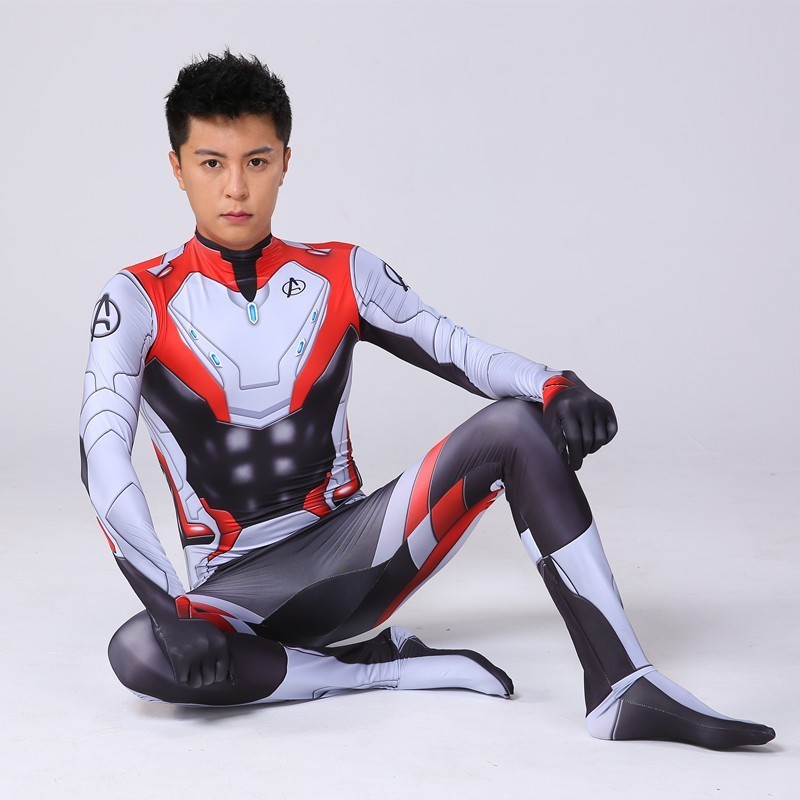 Red Black White Bodysuit Jumpsuit  One Piece Cosplay Superhero Party  Costume For Adult