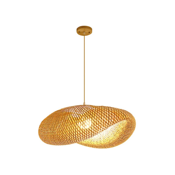 Bamboo Lantern Pendant Lamp Natural Rattan Wicker Chandeliers Hand-Woven Lampshades Lighting Fixtures Hanging Light Room Decor