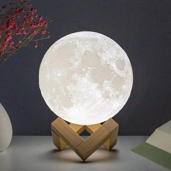 8cm Moon Lamp LED Night Light Battery Powered With Stand Starry Lamp Bedroom Decor Night Lights Kids Gift Moon Lamp