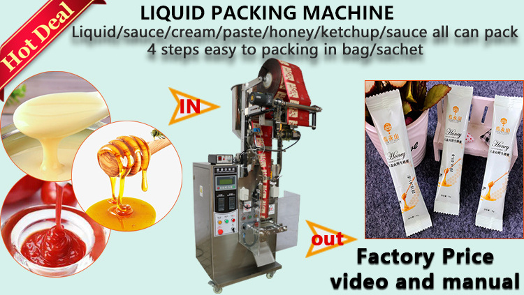 Automatic Peanut Butter Paste Honey Stick Oil Jam Ketchup Water Lotion Cream Sauce Liquid Sachet Filling Sealing Packing Machine