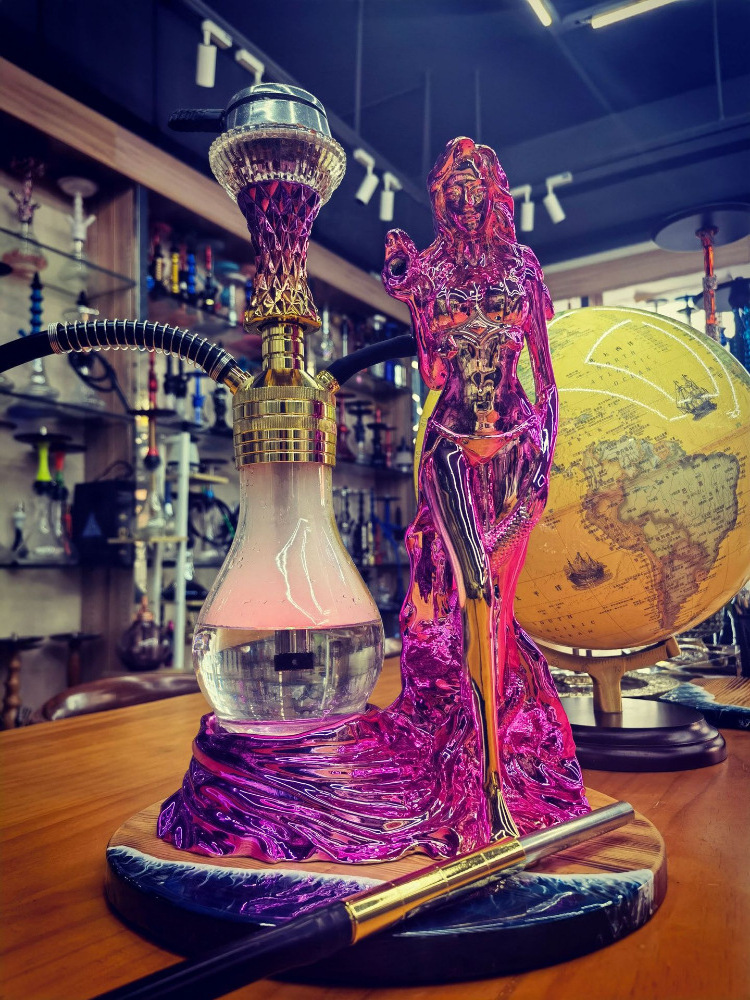 Sexy Lady resin made arab shisha with LED lights hookah set hote selling water pipe for shisha lounge shisha hookah