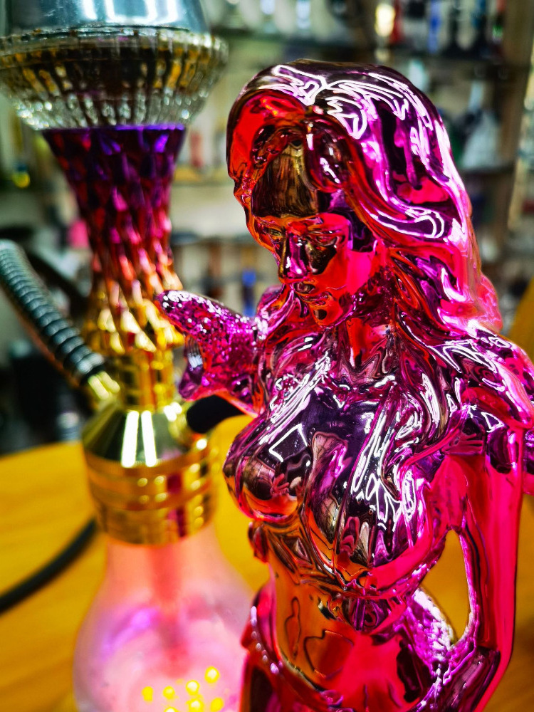 Sexy Lady resin made arab shisha with LED lights hookah set hote selling water pipe for shisha lounge shisha hookah