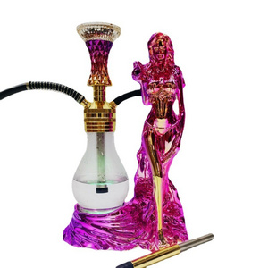 Sexy Lady resin made arab shisha with LED lights hookah set hote selling water pipe for shisha lounge shisha hookah