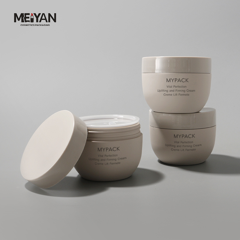 MYPACK suede frosted khaki beige plastic 200ml 250ml 300ml bowl shape luxury cosmetic body scrub butter container hair mask jar