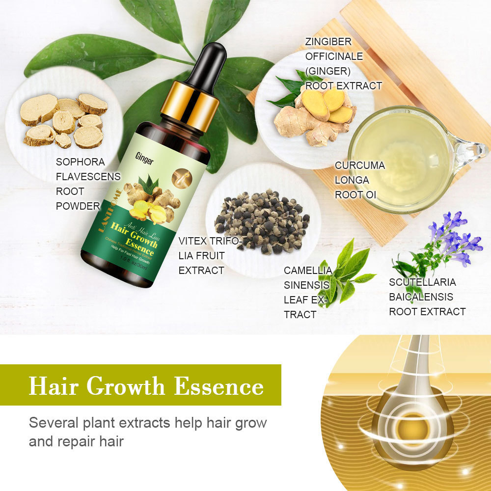 7Days Organic Coconut Oil Hair Growth Essence Dense Hair Repair Serum Fast Hair Growth Treatment 30ml Ginger Germinal Tea Oil