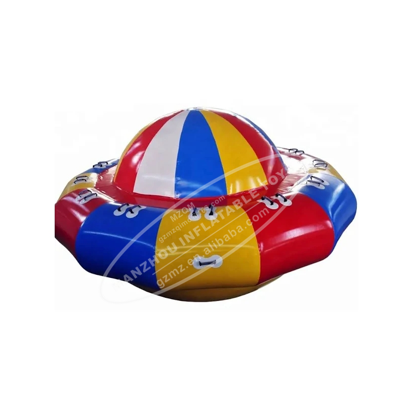 Summer Funny Exciting Inflatable Rotating Water Toys Disco Boat Towable Tube inflatable UFO Boat For Water Entertainment