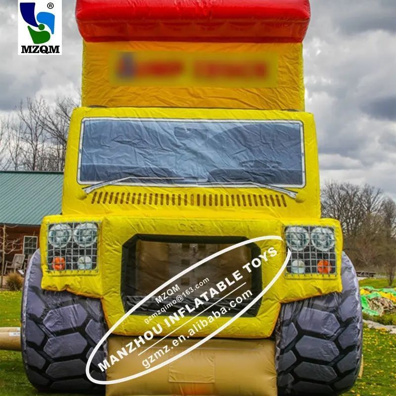 Commercial Grade  Digger Monster Truck Inflatable  Bounce House Combo Bouncy Castle And Slide For Sale