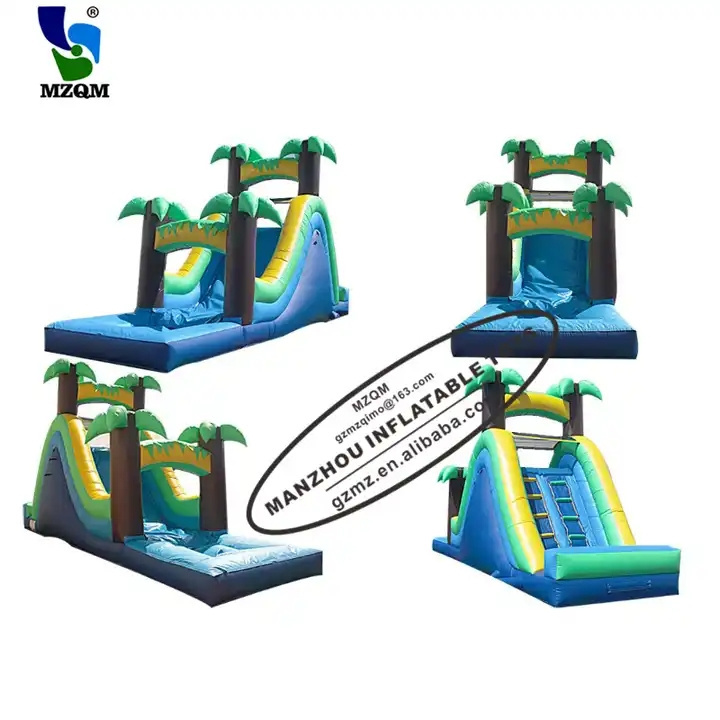 Summer Hot Sale Palm Tree Inflatable Water Slide With Pool Slip N And Slide For Kids Adult