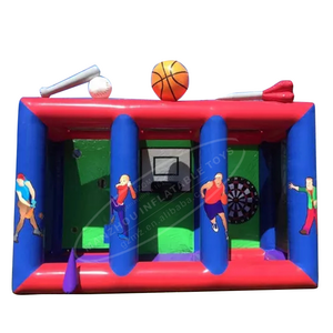 3In1 Inflatable Sports Games Basketball Soccer Football Dart Board Baseball Interactive Carnival Game For Sale