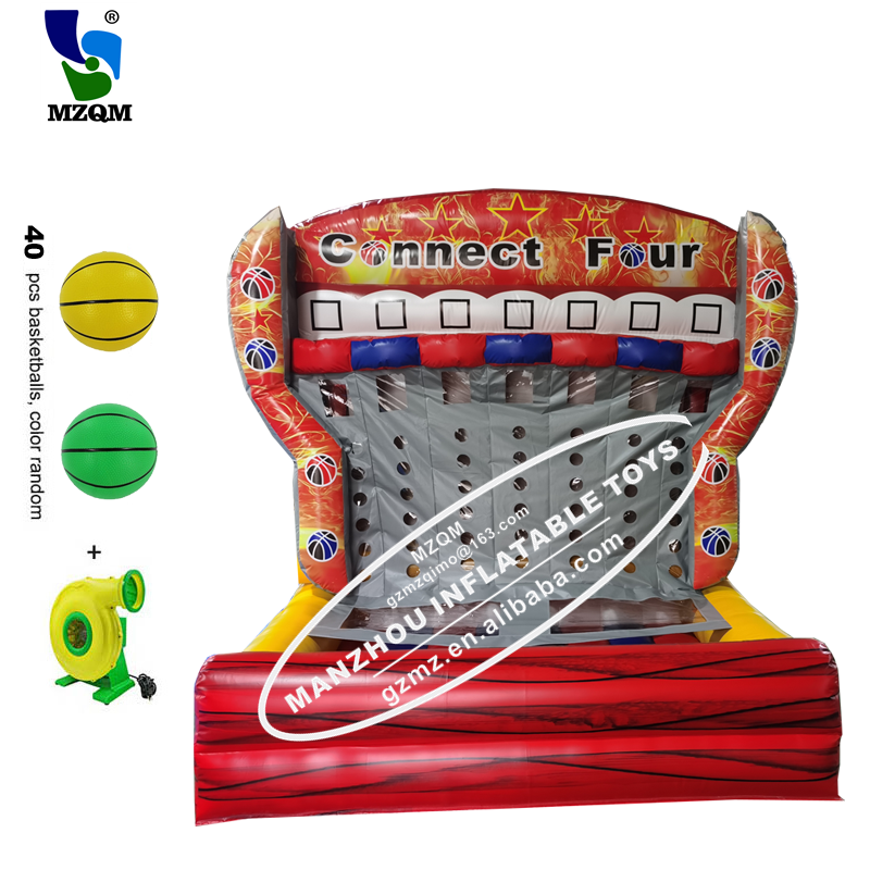 Commercial inflatable basketball connect 4 stand game in a row whit Inflatable Shoot