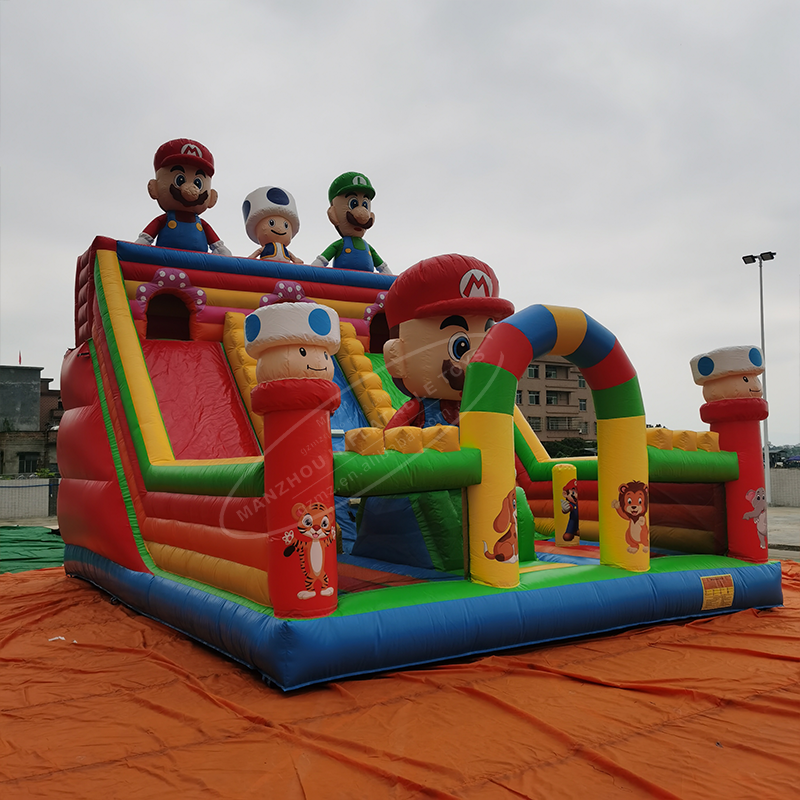 Super Mario Cartoon Character Inflatable Playground Bounce Dry Slide Bouncy House Combo Bouncer For Kids